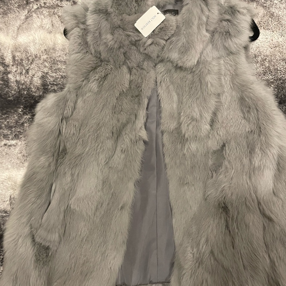 Stylish Gray Faux Fur Vest